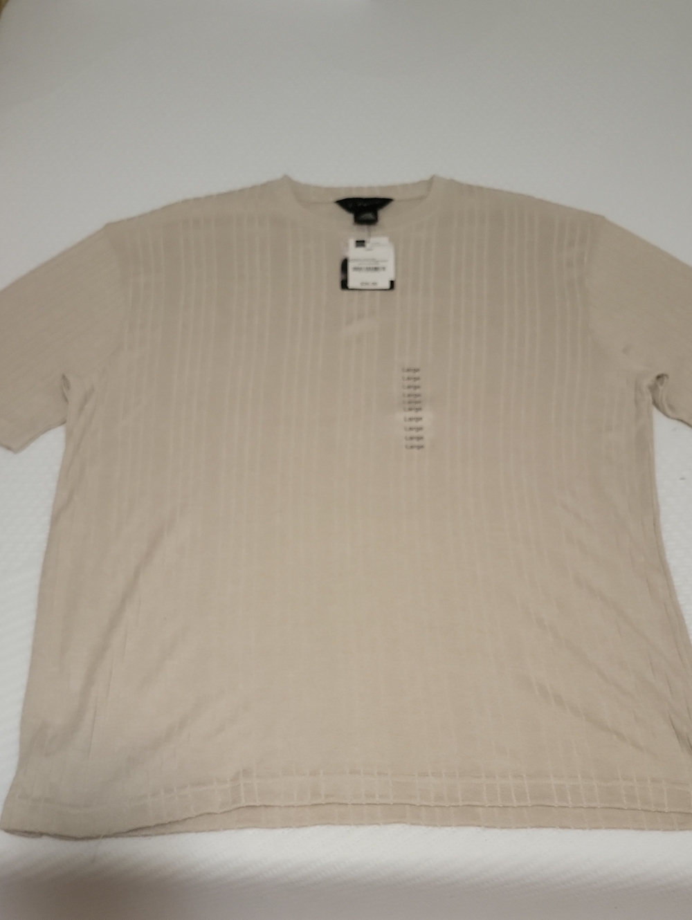 J. Ferrar Men's Short Sleeve Ribbed Crewneck Shirt - Beige